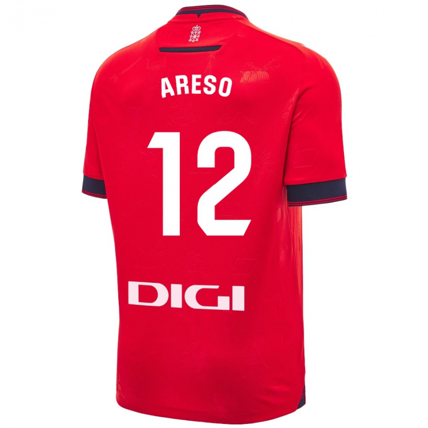 Kandiny Bambino Maglia Jesús Areso #12 Rosso Bianco Kit Gara Home 2024/25 Maglietta