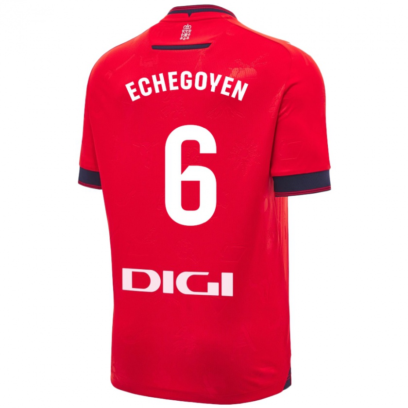 Kandiny Kinderen Mauro Echegoyen #6 Rood Wit Thuisshirt Thuistenue 2024/25 T-Shirt