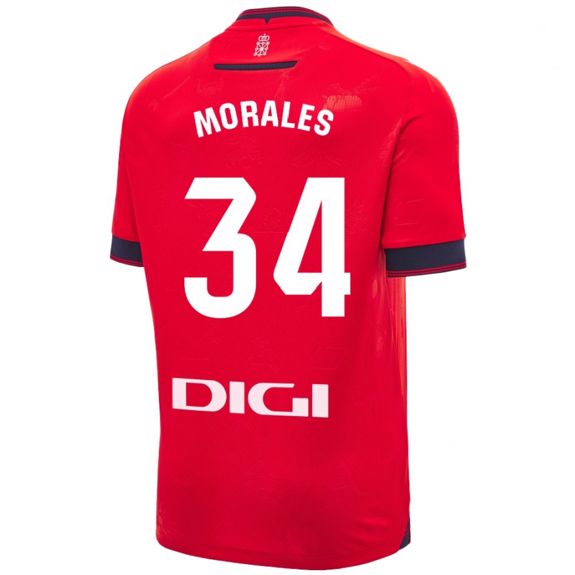 Kandiny Bambino Maglia Anai Morales #34 Rosso Bianco Kit Gara Home 2024/25 Maglietta