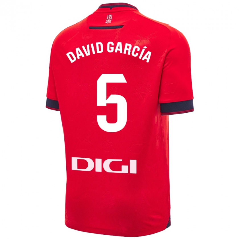 Kandiny Kinderen David García #5 Rood Wit Thuisshirt Thuistenue 2024/25 T-Shirt