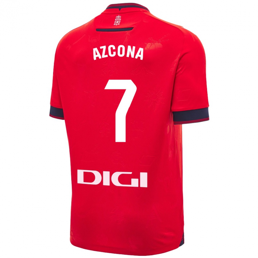 Kandiny Bambino Maglia Rubén Azcona #7 Rosso Bianco Kit Gara Home 2024/25 Maglietta