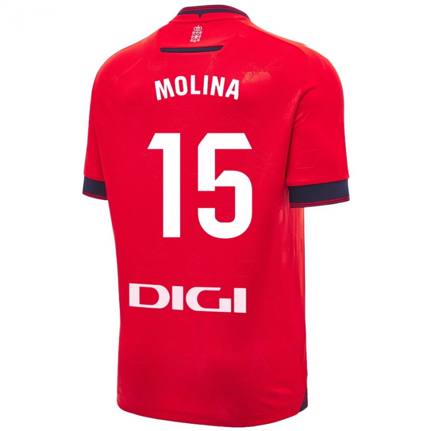 Kandiny Bambino Maglia Guillem Molina #15 Rosso Bianco Kit Gara Home 2024/25 Maglietta