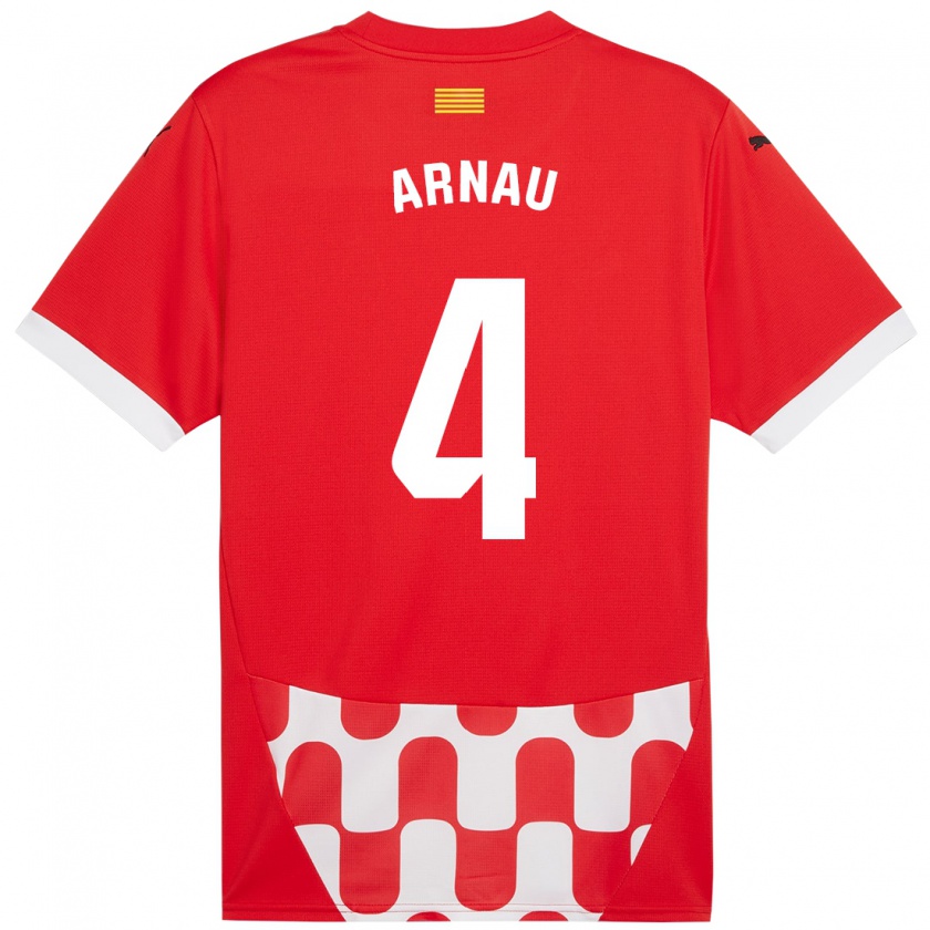 Kandiny Bambino Maglia Arnau Martínez #4 Rosso Bianco Kit Gara Home 2024/25 Maglietta