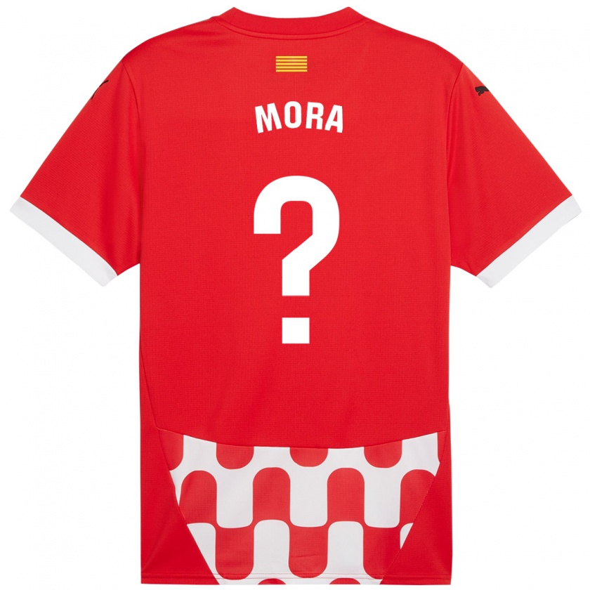 Kandiny Bambino Maglia Adrià Mora #0 Rosso Bianco Kit Gara Home 2024/25 Maglietta