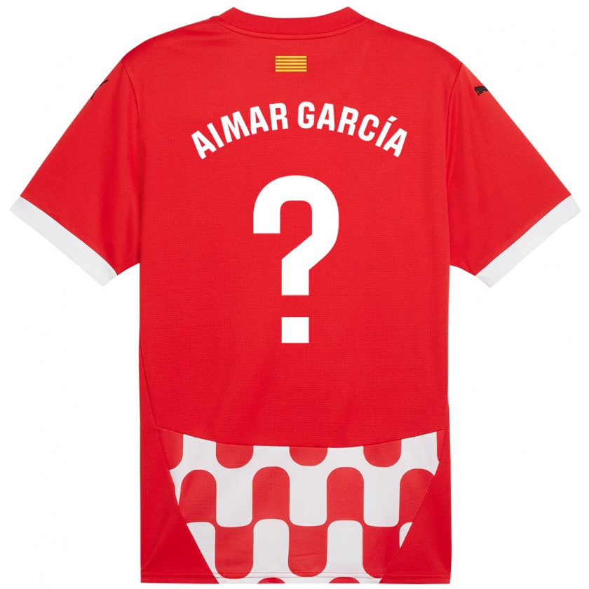 Kandiny Niño Camiseta Aimar García #0 Rojo Blanco 1ª Equipación 2024/25 La Camisa