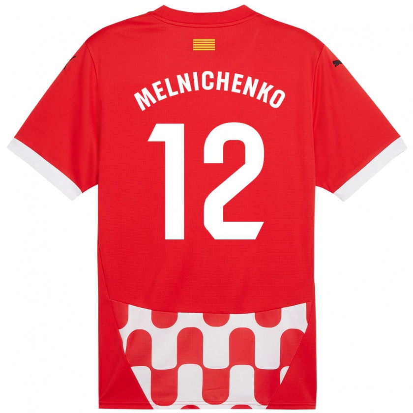 Kandiny Niño Camiseta Dmytro Melnichenko #12 Rojo Blanco 1ª Equipación 2024/25 La Camisa