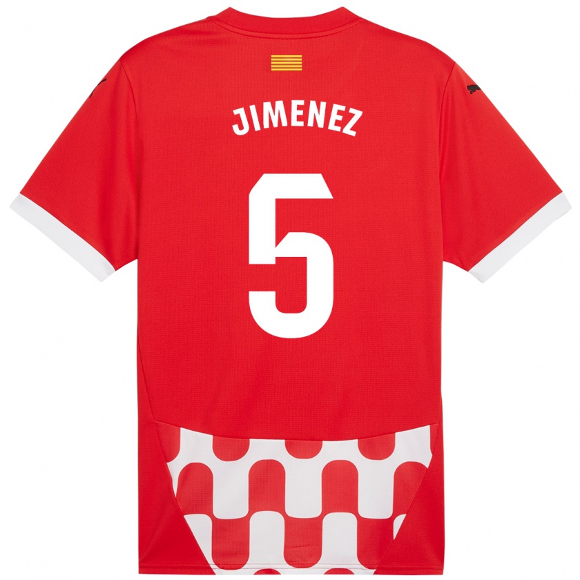 Kandiny Kinderen Ángela Jiménez #5 Rood Wit Thuisshirt Thuistenue 2024/25 T-Shirt