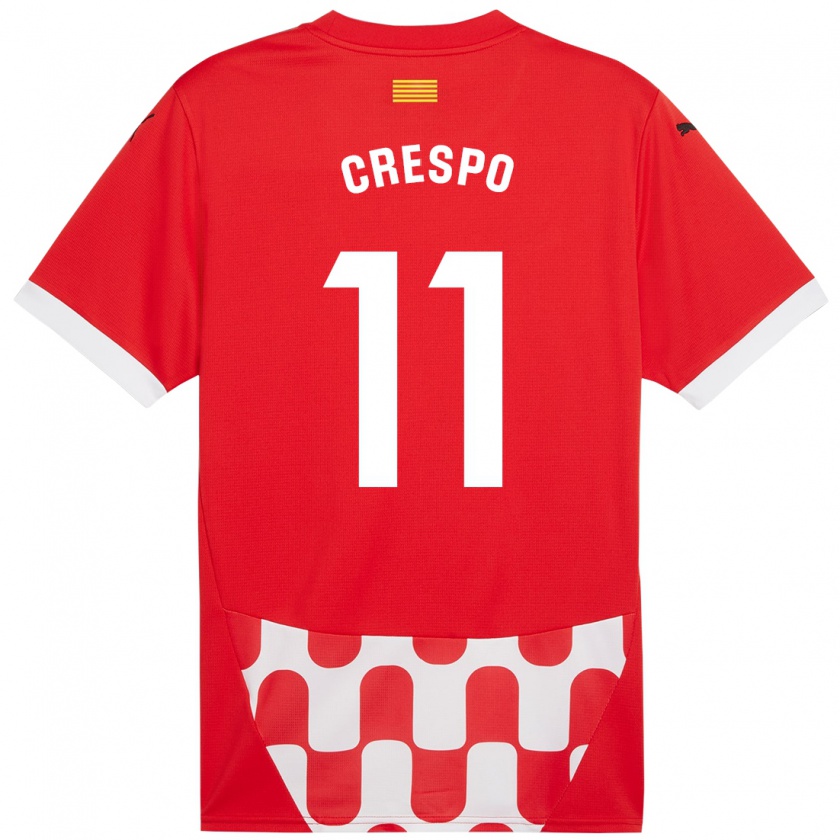 Kandiny Bambino Maglia Lydia Crespo #11 Rosso Bianco Kit Gara Home 2024/25 Maglietta