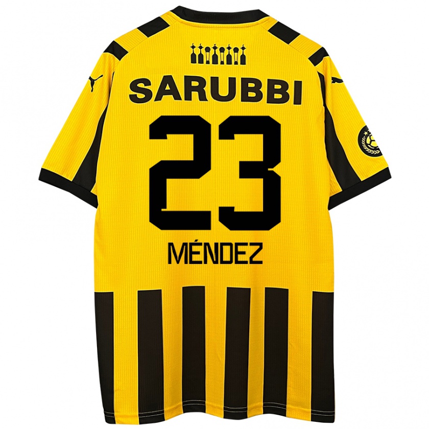 Kandiny Niño Camiseta Javier Méndez #23 Amarillo Negro 1ª Equipación 2024/25 La Camisa