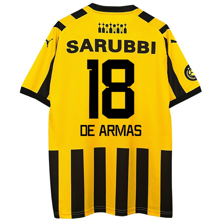 Kandiny Bambino Maglia Nahuel De Armas #18 Giallo Nero Kit Gara Home 2024/25 Maglietta