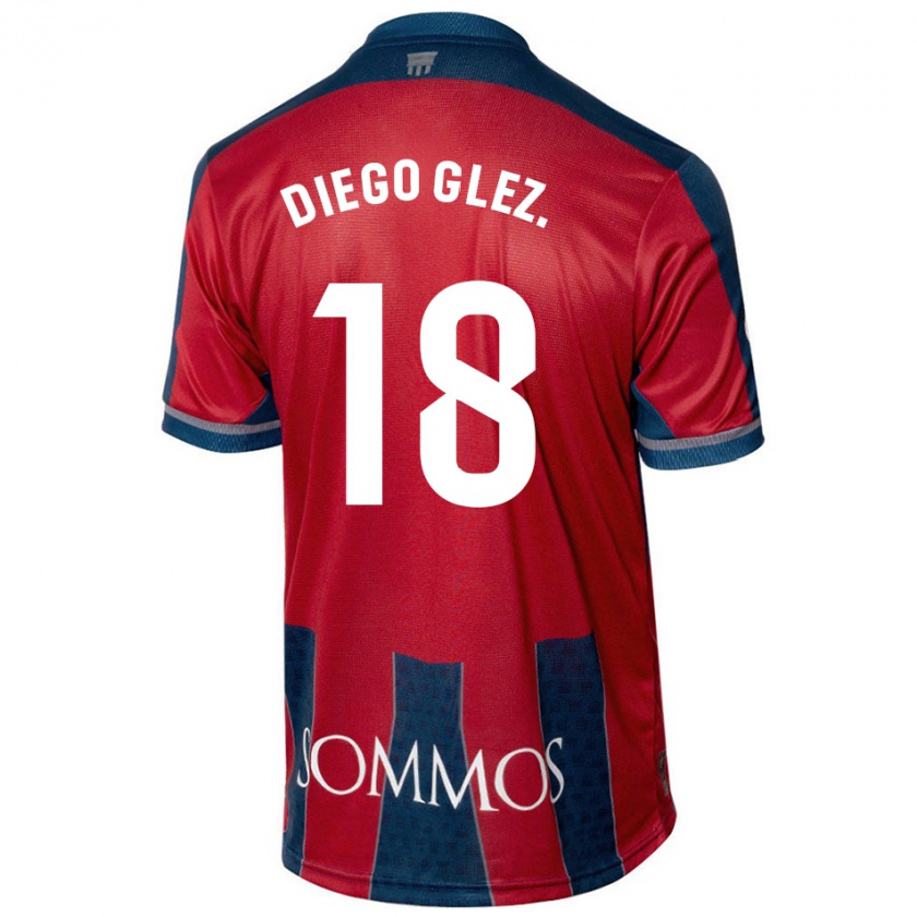 Kandiny Dzieci Diego González #18 Czerwony Niebieski Domowa Koszulka 2024/25 Koszulki Klubowe