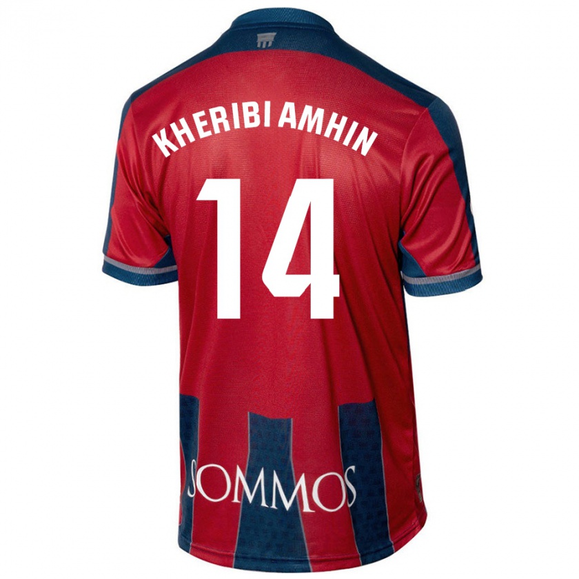 Kandiny Niño Camiseta Nabil Kheribi Amhin #14 Rojo Azul 1ª Equipación 2024/25 La Camisa