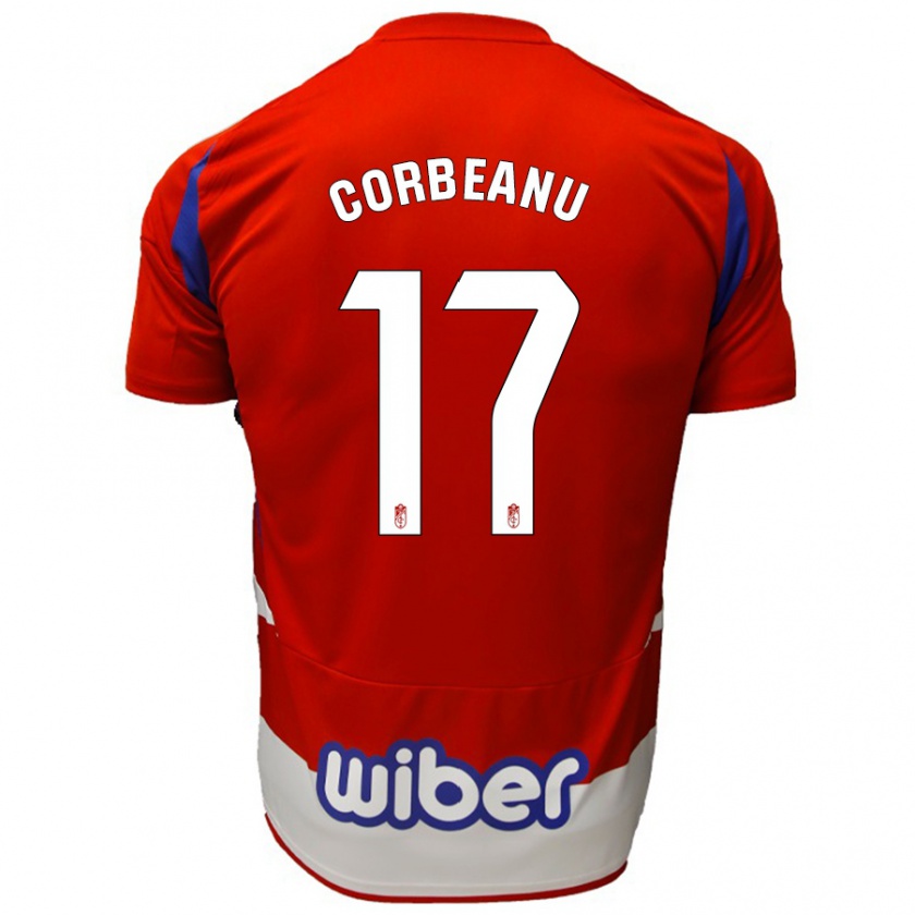 Kandiny Niño Camiseta Theo Corbeanu #17 Rojo Blanco Azul 1ª Equipación 2024/25 La Camisa México