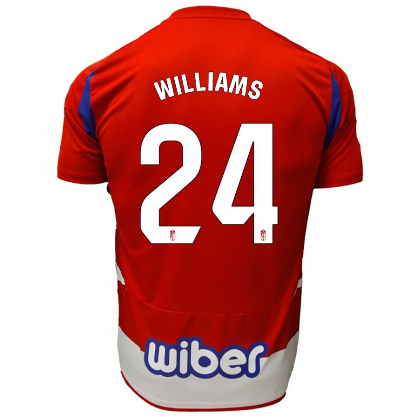 Kandiny Niño Camiseta Loïc Williams #24 Rojo Blanco Azul 1ª Equipación 2024/25 La Camisa México