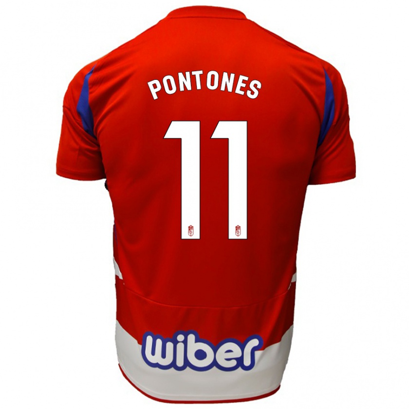 Kandiny Bambino Maglia Juan Carlos Pontones #11 Rosso Bianco Blu Kit Gara Home 2024/25 Maglietta