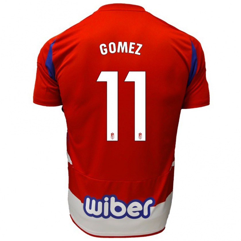 Kandiny Niño Camiseta Andrea Gómez #11 Rojo Blanco Azul 1ª Equipación 2024/25 La Camisa México