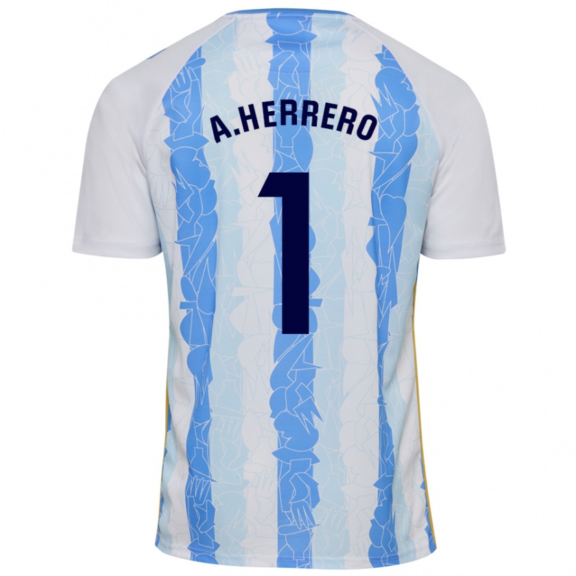 Kandiny Niño Camiseta Alfonso Herrero #1 Blanco Azul 1ª Equipación 2024/25 La Camisa México