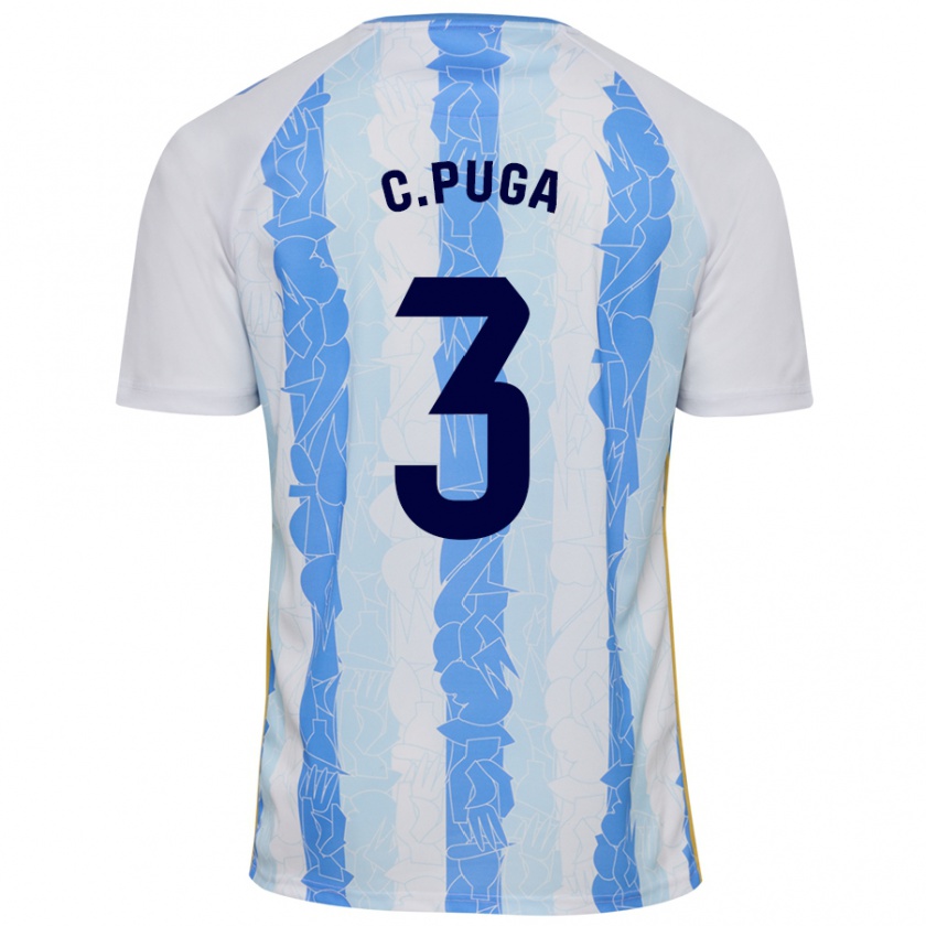 Kandiny Niño Camiseta Carlos Puga #3 Blanco Azul 1ª Equipación 2024/25 La Camisa