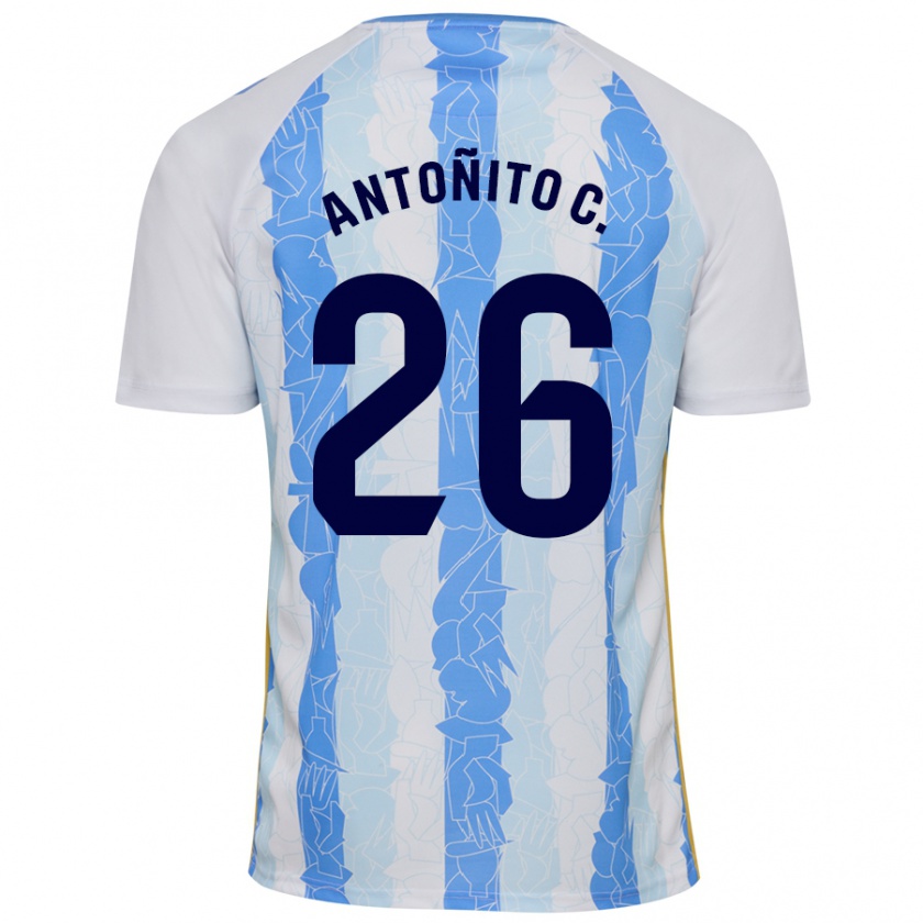 Kandiny Niño Camiseta Antonio Cordero #26 Blanco Azul 1ª Equipación 2024/25 La Camisa