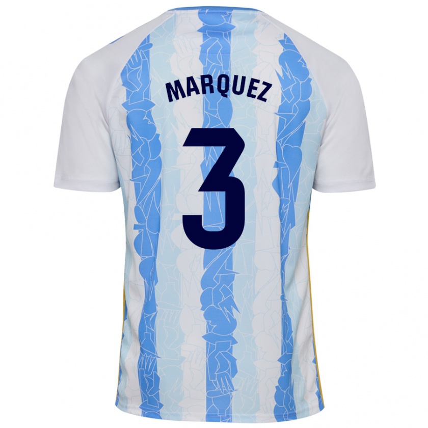 Kandiny Niño Camiseta David Márquez #3 Blanco Azul 1ª Equipación 2024/25 La Camisa México