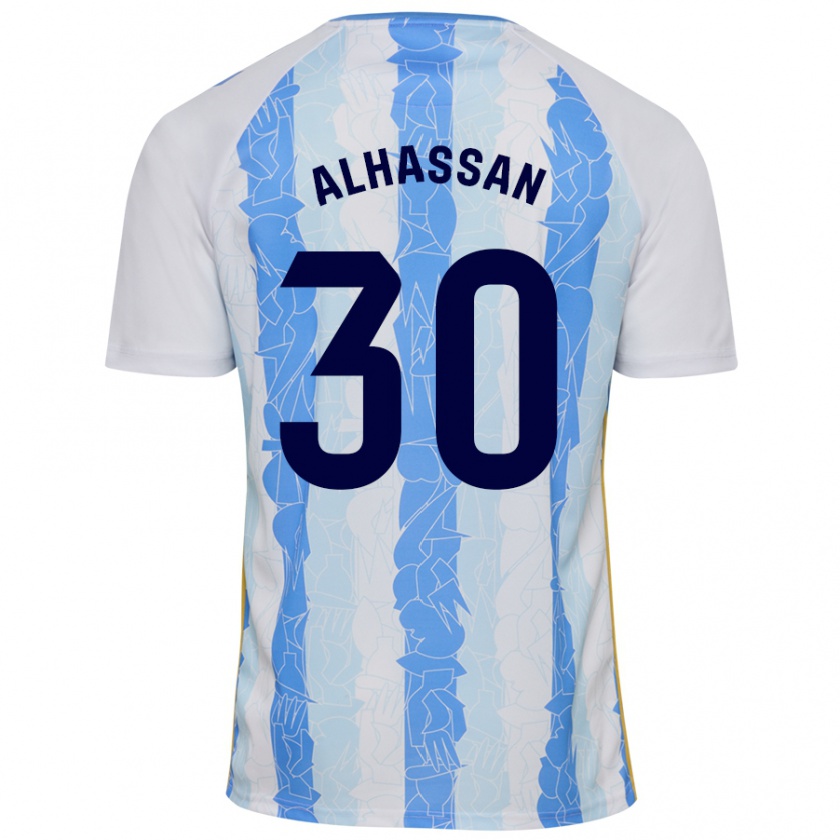 Kandiny Niño Camiseta Mubarak Alhassan #30 Blanco Azul 1ª Equipación 2024/25 La Camisa México