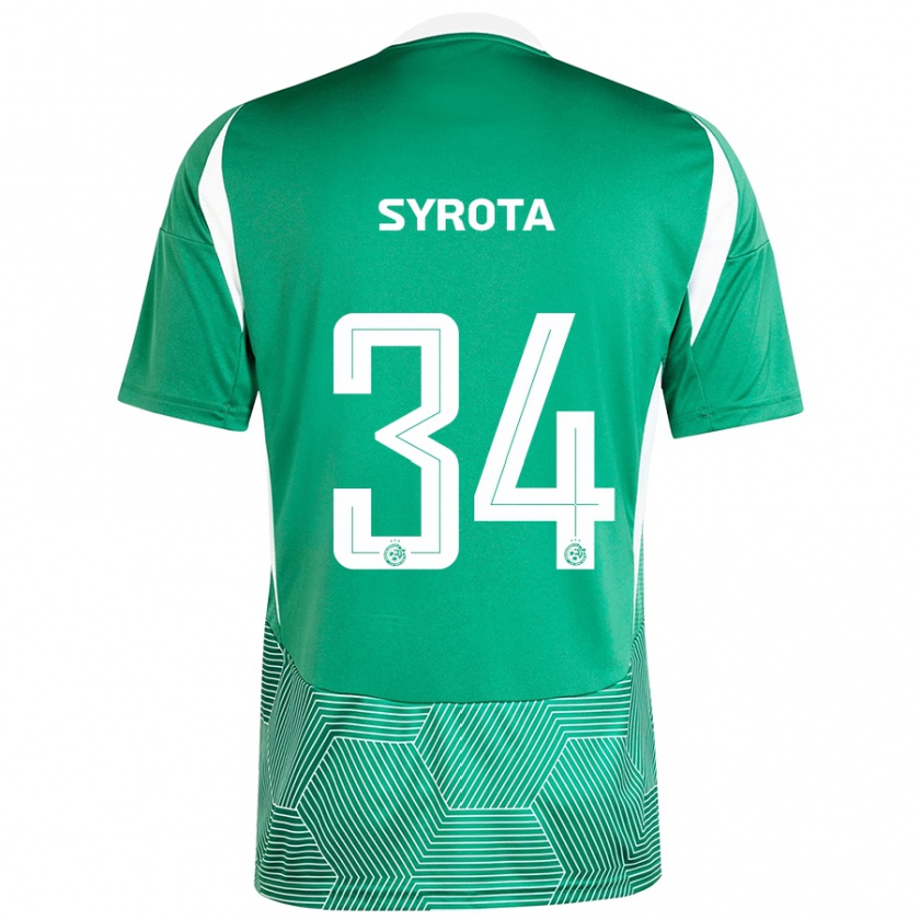 Kandiny Niño Camiseta Oleksandr Syrota #34 Verde Blanco 1ª Equipación 2024/25 La Camisa