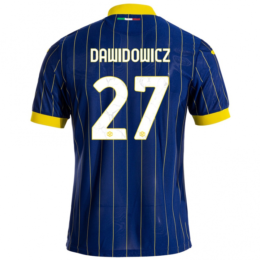 Kandiny Kinderen Paweł Dawidowicz #27 Blauw Geel Thuisshirt Thuistenue 2024/25 T-Shirt