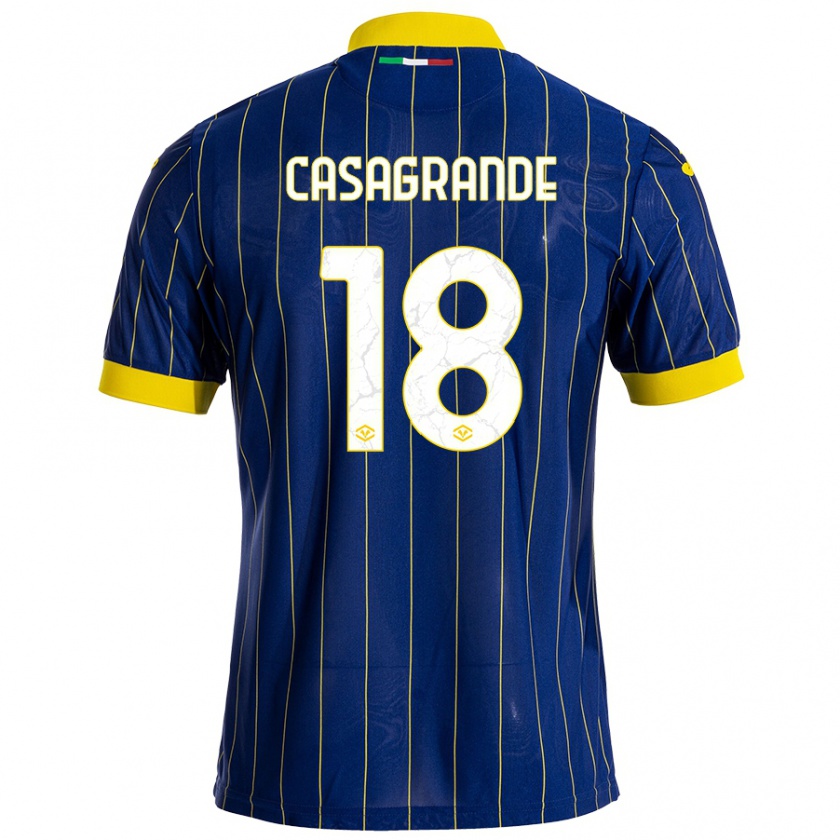 Kandiny Bambino Maglia Davide Casagrande #18 Blu Giallo Kit Gara Home 2024/25 Maglietta