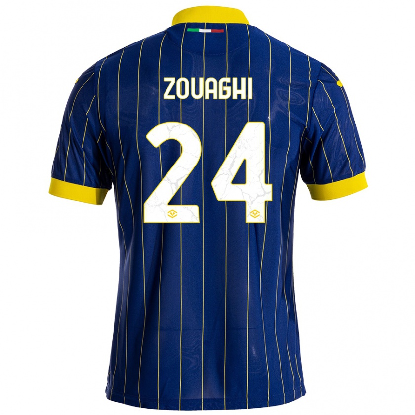 Kandiny Kinderen Thomas Zouaghi #24 Blauw Geel Thuisshirt Thuistenue 2024/25 T-Shirt