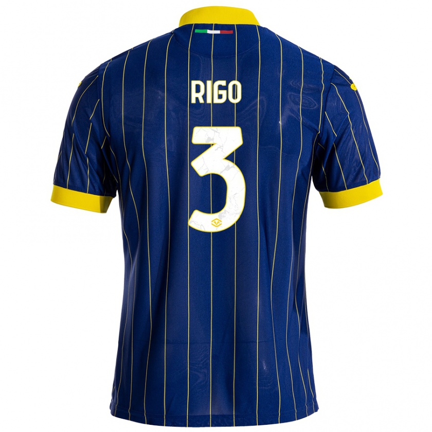 Kandiny Niño Camiseta Mattia Rigo #3 Azul Amarillo 1ª Equipación 2024/25 La Camisa México