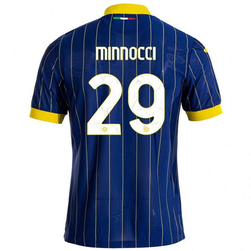 Kandiny Kinderen Valerio Minnocci #29 Blauw Geel Thuisshirt Thuistenue 2024/25 T-Shirt