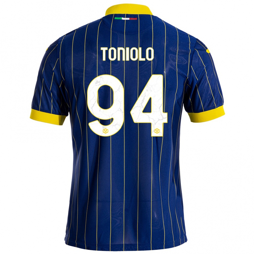 Kandiny Niño Camiseta Giacomo Toniolo #94 Azul Amarillo 1ª Equipación 2024/25 La Camisa México