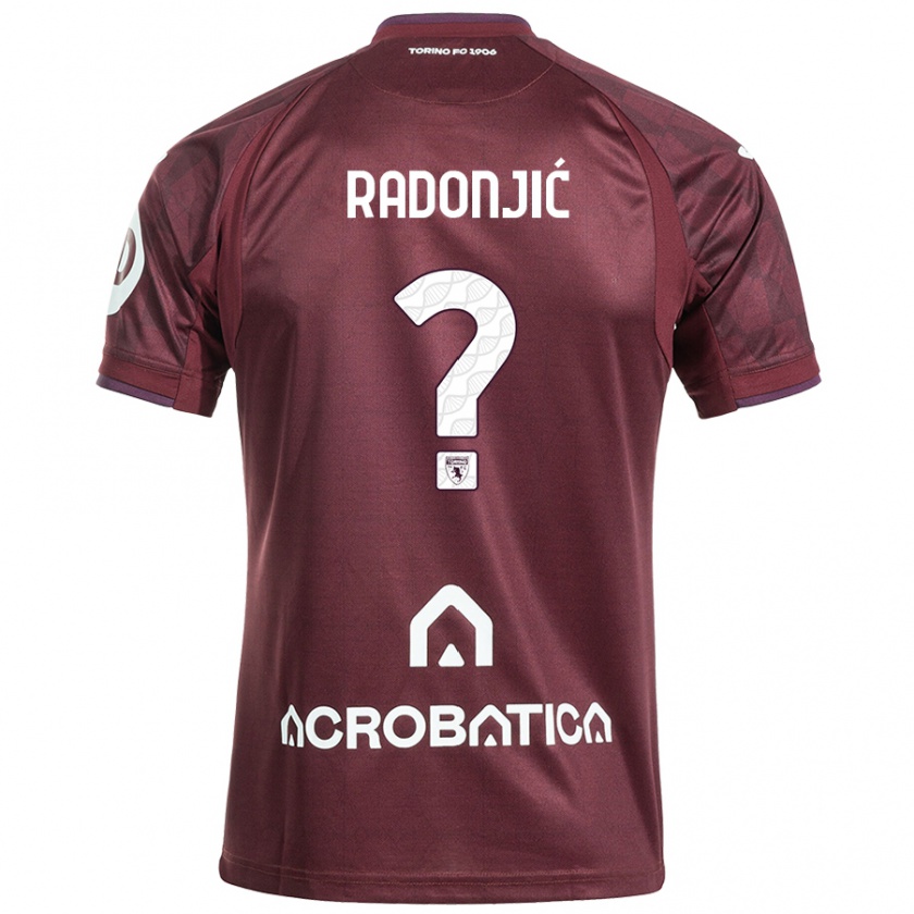 Kandiny Kinderen Nemanja Radonjic #0 Kastanjebruin Wit Thuisshirt Thuistenue 2024/25 T-Shirt