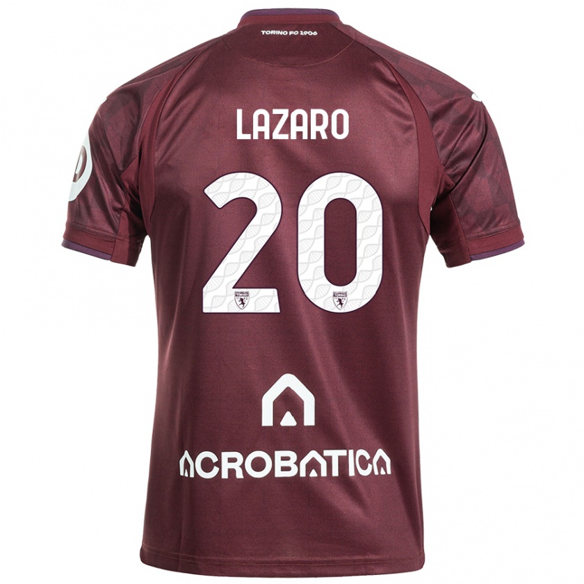 Kandiny Bambino Maglia Valentino Lazaro #20 Marrone Bianco Kit Gara Home 2024/25 Maglietta