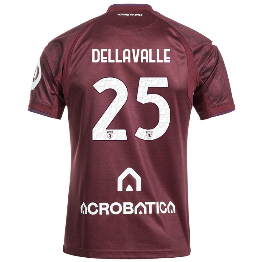 Kandiny Kinderen Alessandro Dellavalle #25 Kastanjebruin Wit Thuisshirt Thuistenue 2024/25 T-Shirt