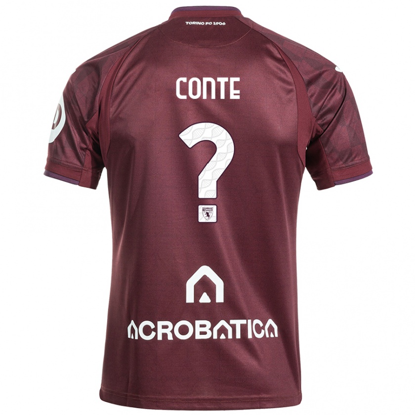 Kandiny Niño Camiseta Gioele Conte #0 Granate Blanco 1ª Equipación 2024/25 La Camisa