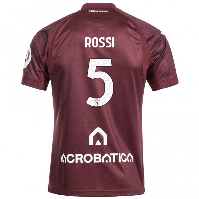 Kandiny Kinder Simone Rossi #5 Kastanienbraun Weiß Heimtrikot Trikot 2024/25 T-Shirt Österreich