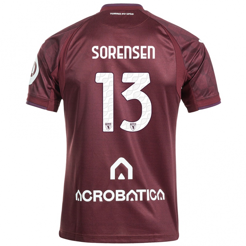 Kandiny Kinderen Ben Sørensen #13 Kastanjebruin Wit Thuisshirt Thuistenue 2024/25 T-Shirt