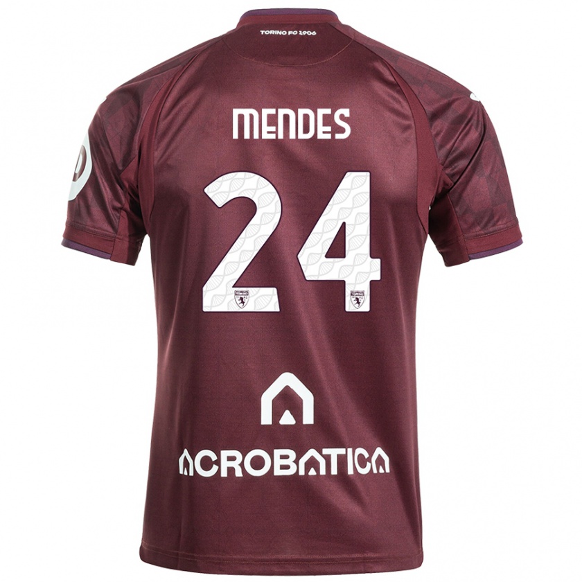 Kandiny Kinderen Rodrigo Mendes #24 Kastanjebruin Wit Thuisshirt Thuistenue 2024/25 T-Shirt