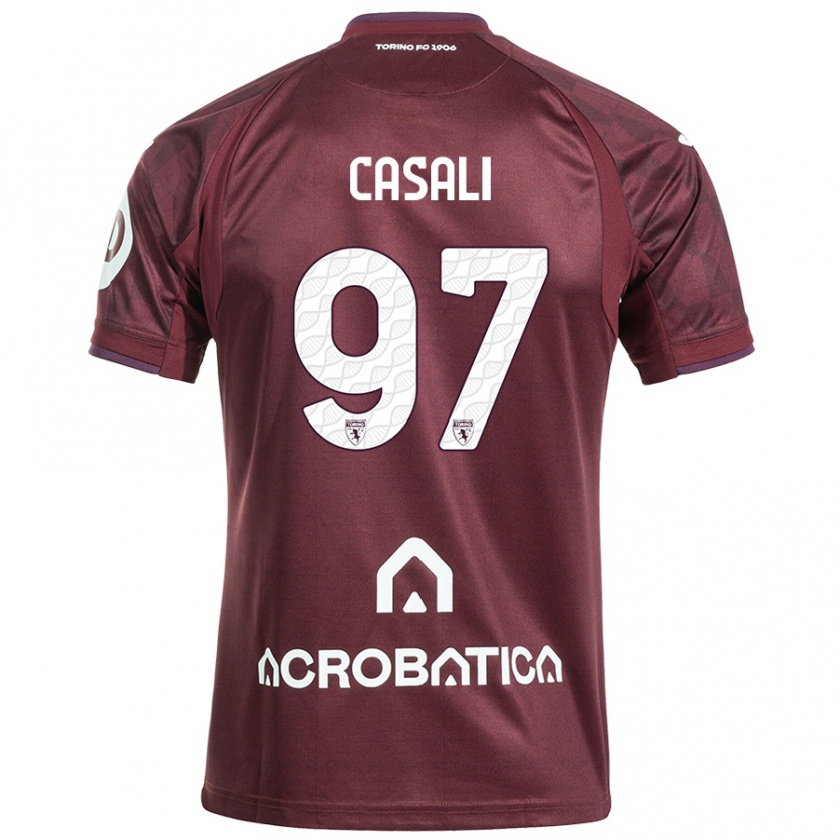 Kandiny Bambino Maglia Michele Casali #97 Marrone Bianco Kit Gara Home 2024/25 Maglietta