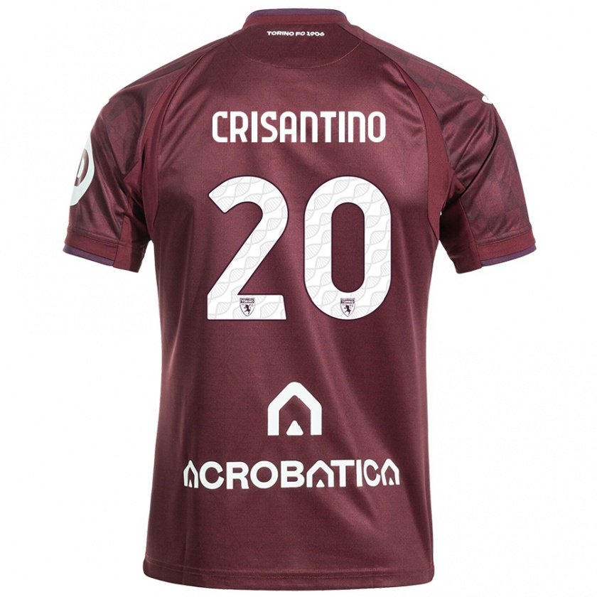 Kandiny Kinderen Giulia Crisantino #20 Kastanjebruin Wit Thuisshirt Thuistenue 2024/25 T-Shirt