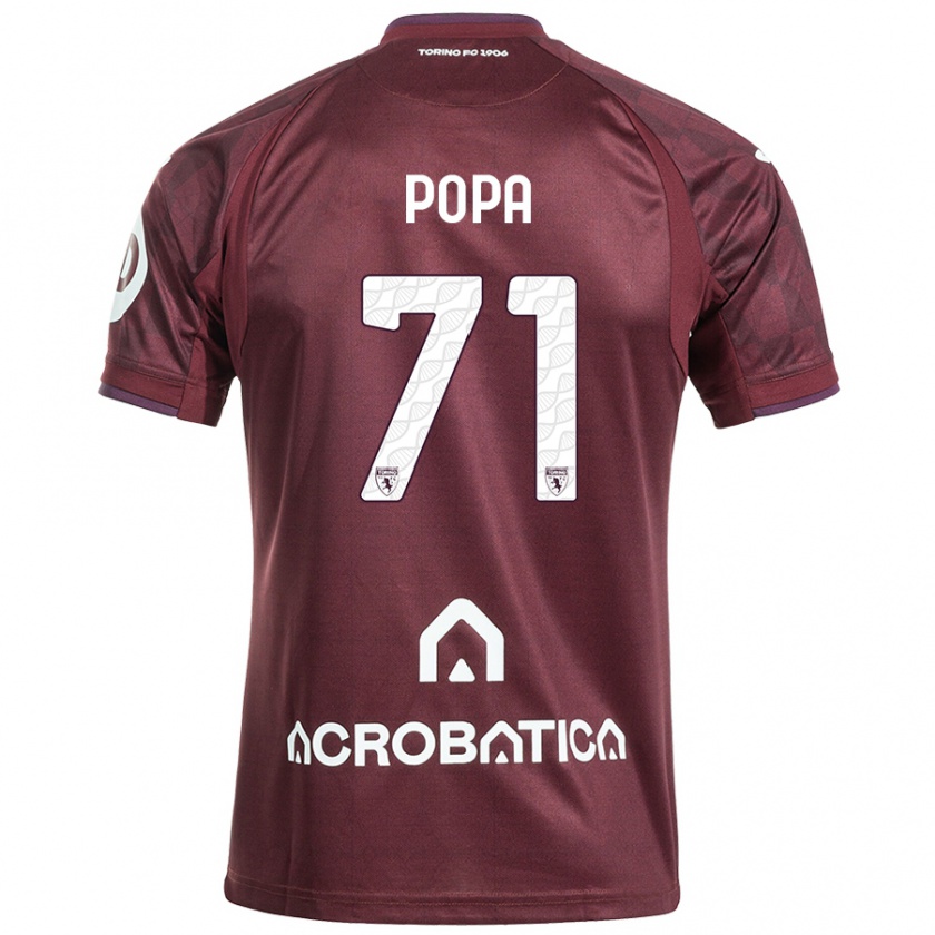 Kandiny Kinderen Mihai Popa #71 Kastanjebruin Wit Thuisshirt Thuistenue 2024/25 T-Shirt