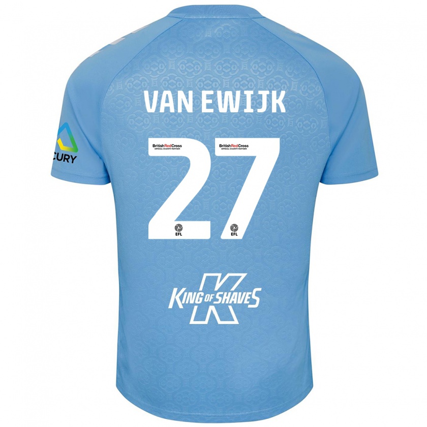 Kandiny Niño Camiseta Milan Van Ewijk #27 Azul Blanco 1ª Equipación 2024/25 La Camisa