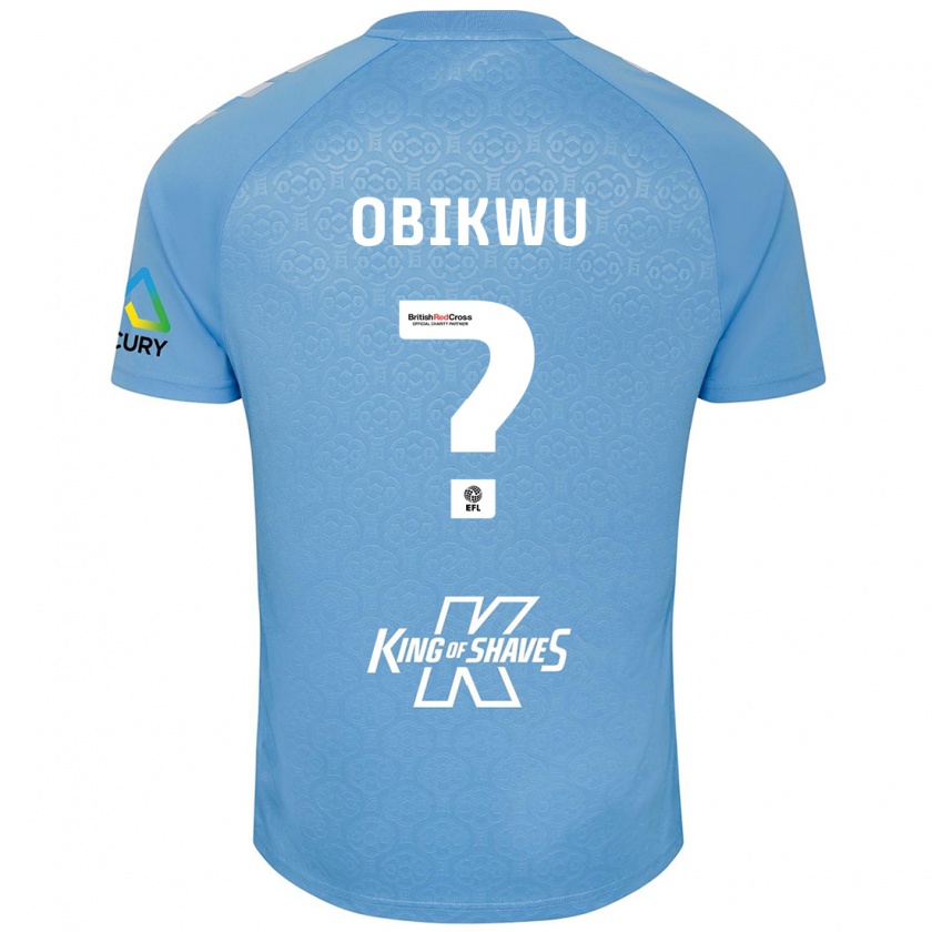 Kandiny Bambino Maglia Justin Obikwu #0 Blu Bianco Kit Gara Home 2024/25 Maglietta