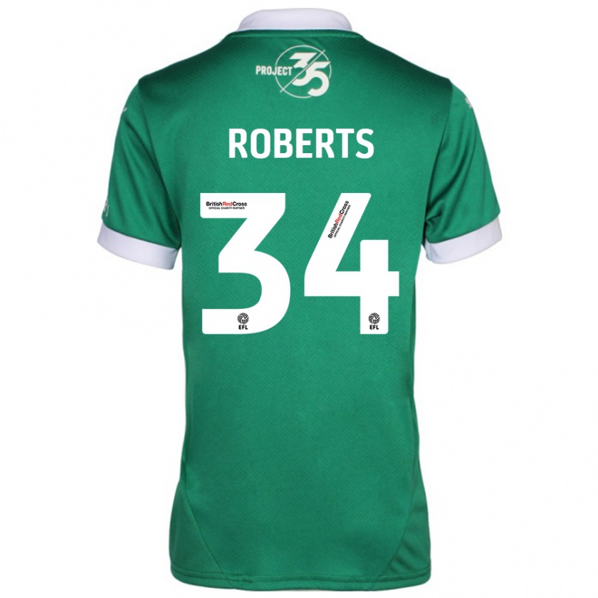 Kandiny Kinderen Caleb Roberts #34 Groen Wit Thuisshirt Thuistenue 2024/25 T-Shirt