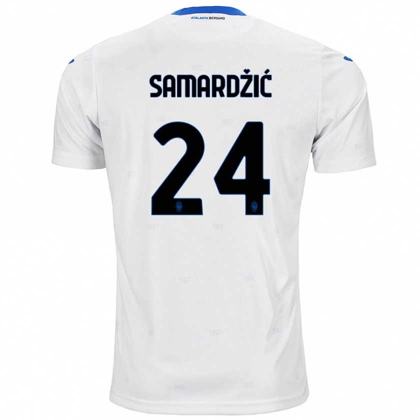 Kandiny Bambino Maglia Lazar Samardžić #24 Bianco Kit Gara Away 2024/25 Maglietta