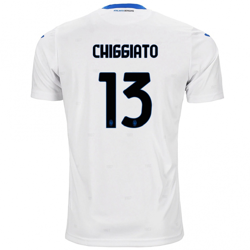 Kandiny Bambino Maglia Gabriele Chiggiato #13 Bianco Kit Gara Away 2024/25 Maglietta