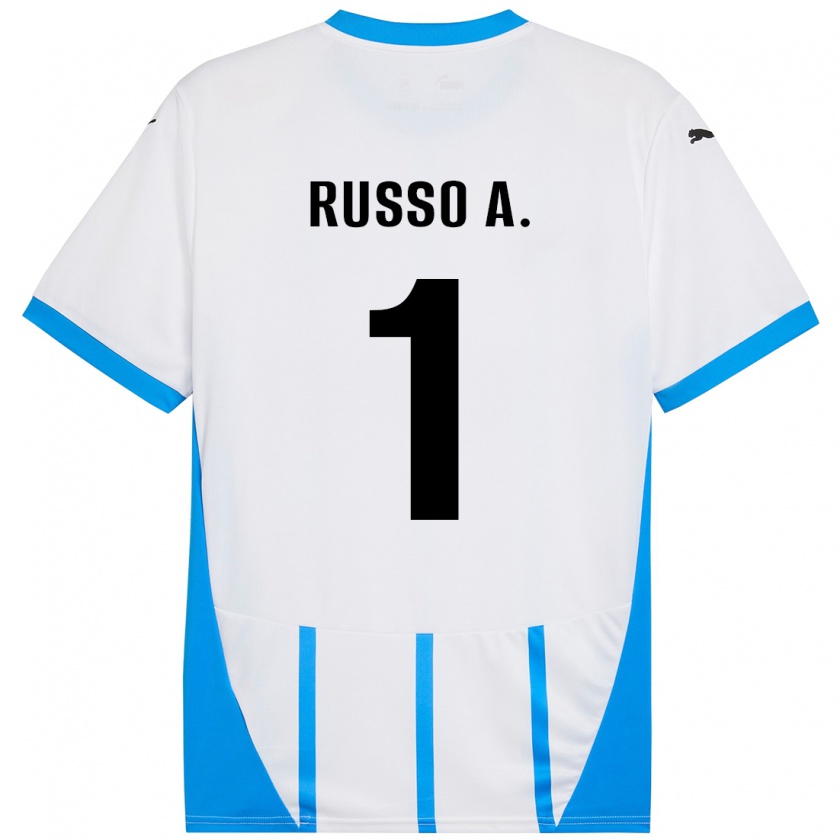 Kandiny Niño Camiseta Alessandro Russo #1 Blanco Azul 2ª Equipación 2024/25 La Camisa