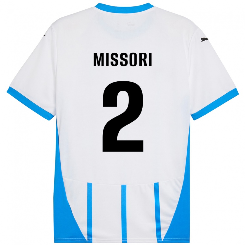 Kandiny Bambino Maglia Filippo Missori #2 Bianco Blu Kit Gara Away 2024/25 Maglietta