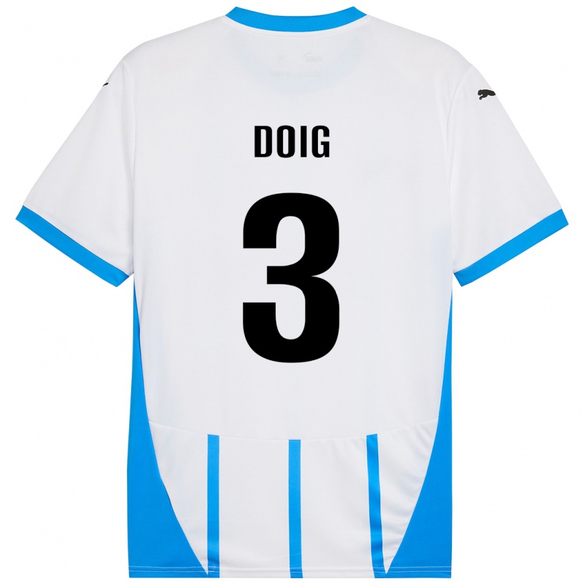 Kandiny Niño Camiseta Josh Doig #3 Blanco Azul 2ª Equipación 2024/25 La Camisa México